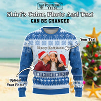 Custom Photo Hawaii Christmas Knitted Sweatshirt Mele Kalikimaka