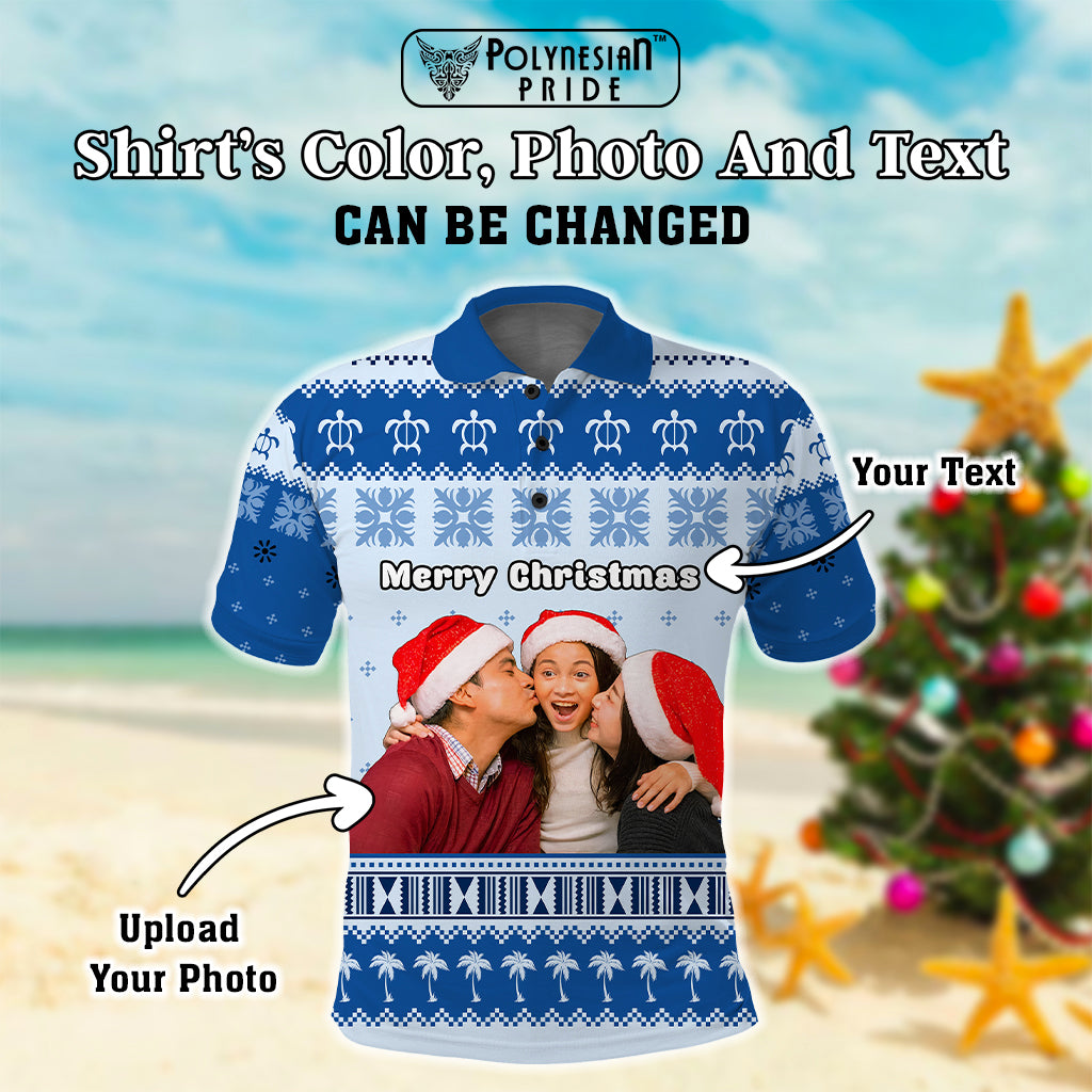Custom Photo Hawaii Christmas Polo Shirt Mele Kalikimaka