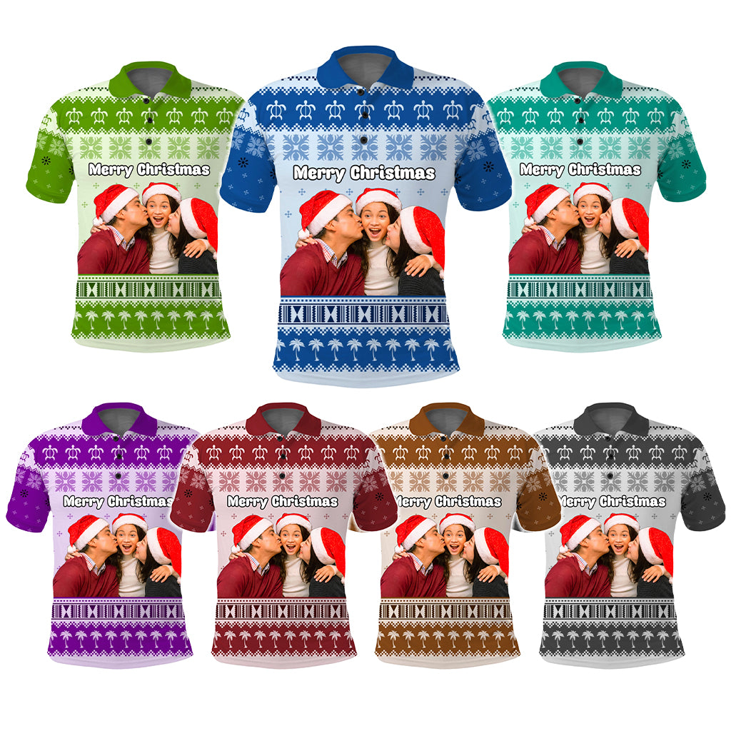 Custom Photo Hawaii Christmas Polo Shirt Mele Kalikimaka