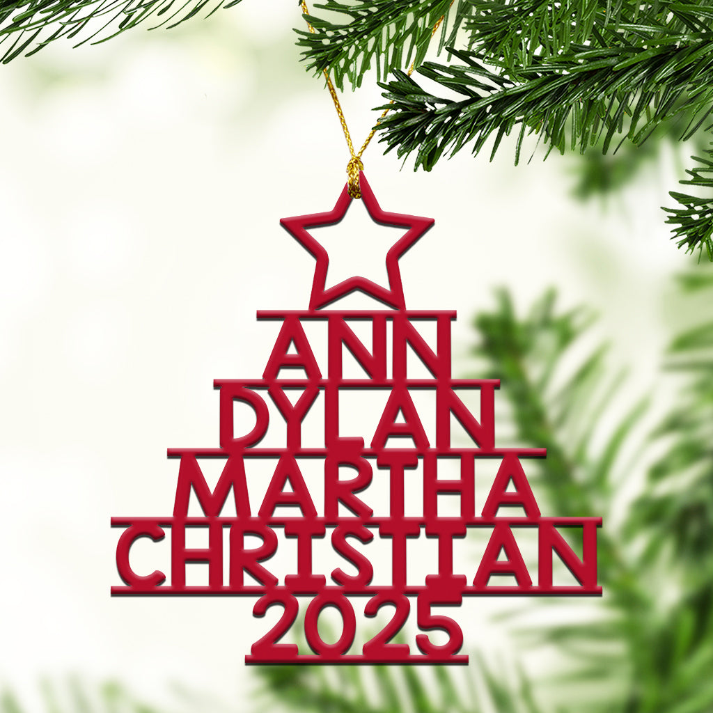 Custom Christmas Family Names Xmas Tree Ceramic Ornament