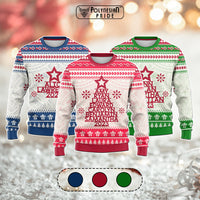 Custom Polynesian Knitted Sweatshirt Family Names Xmas Tree