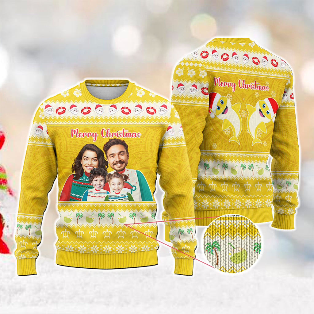 Custom Photo Polynesian Christmas Knitted Sweatshirt Funny Style