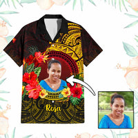 Custom Photo Papua New Guinea Hawaiian Shirt Coat Of Arms Tropical Flowers Polynesian Pattern CTM05