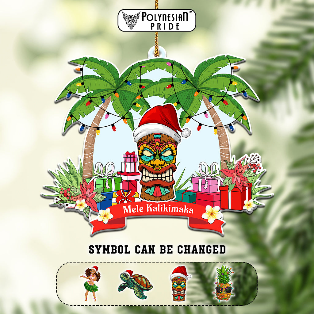 Custom Hawaii Symbols Christmas Ceramic Ornament Mele Kalikimaka