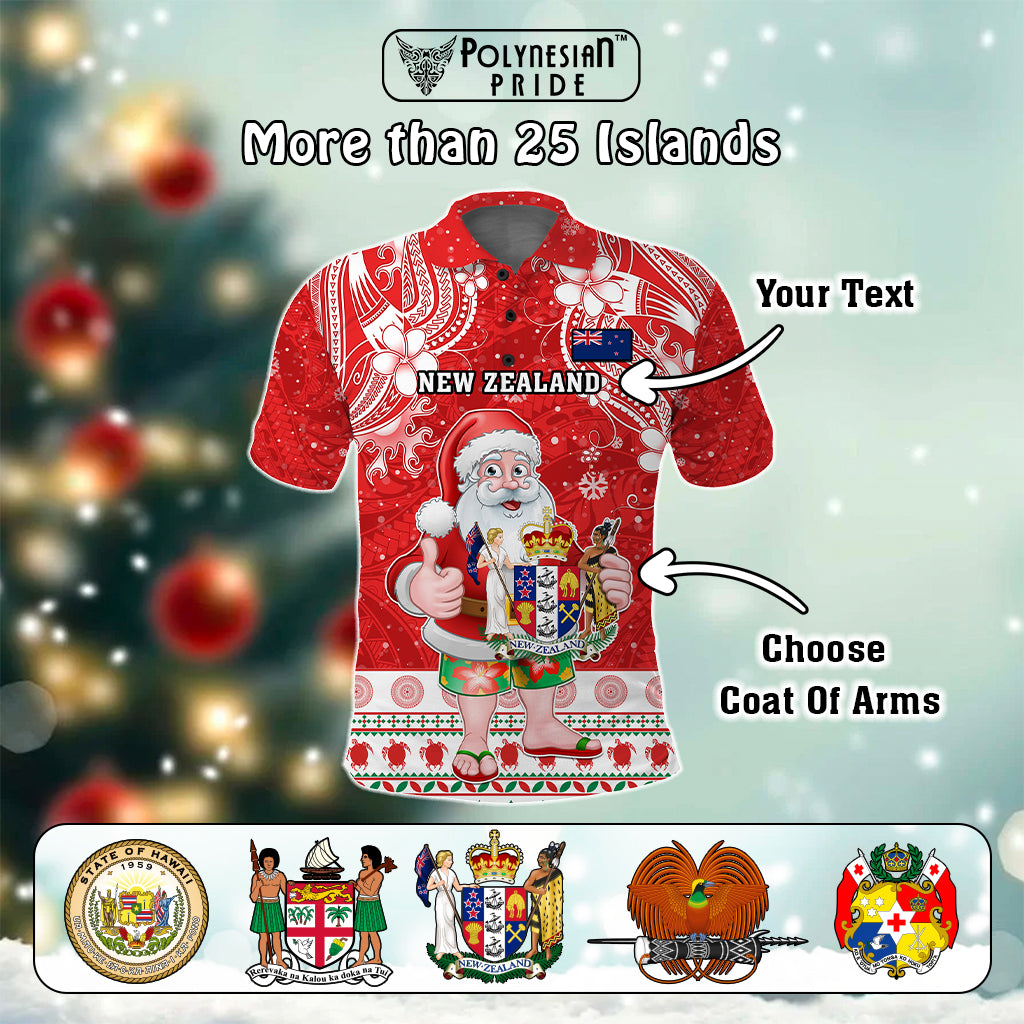 Custom Polynesian Countries Christmas Polo Shirt Santa Coat Of Arms - Polynesian Pride
