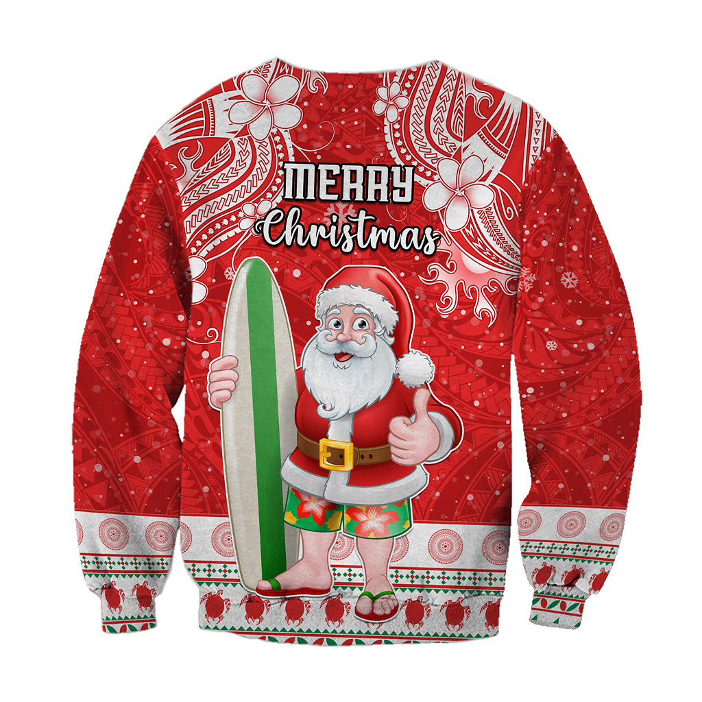 Custom Polynesian Countries Christmas Sweatshirt Santa Coat Of Arms - Polynesian Pride