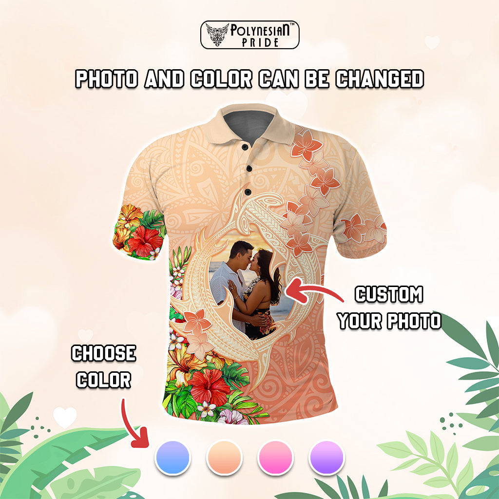 Custom Photo Polynesia Polo Shirt Polynesian Shark Pattern