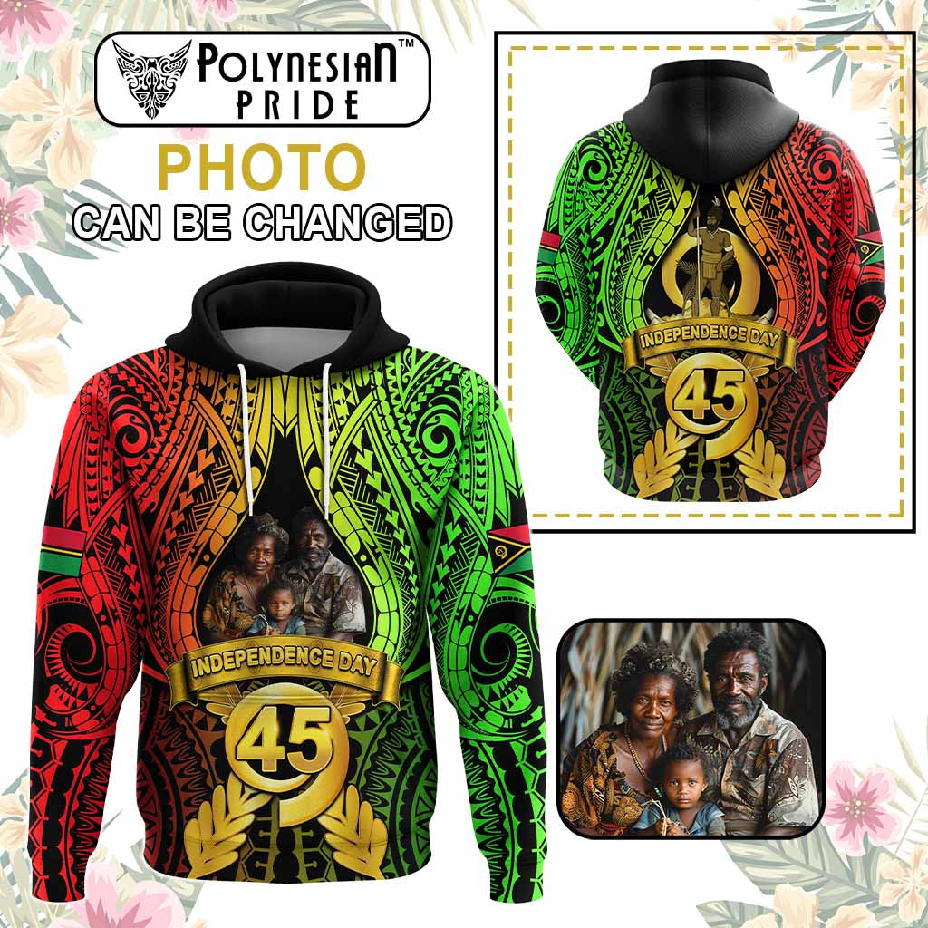 Custom Photo Vanuatu Independence Day Hoodie 45th Anniversary