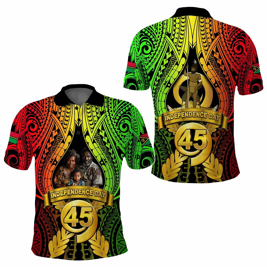 Custom Photo Vanuatu Independence Day Polo Shirt 45th Anniversary - Polynesian Pride
