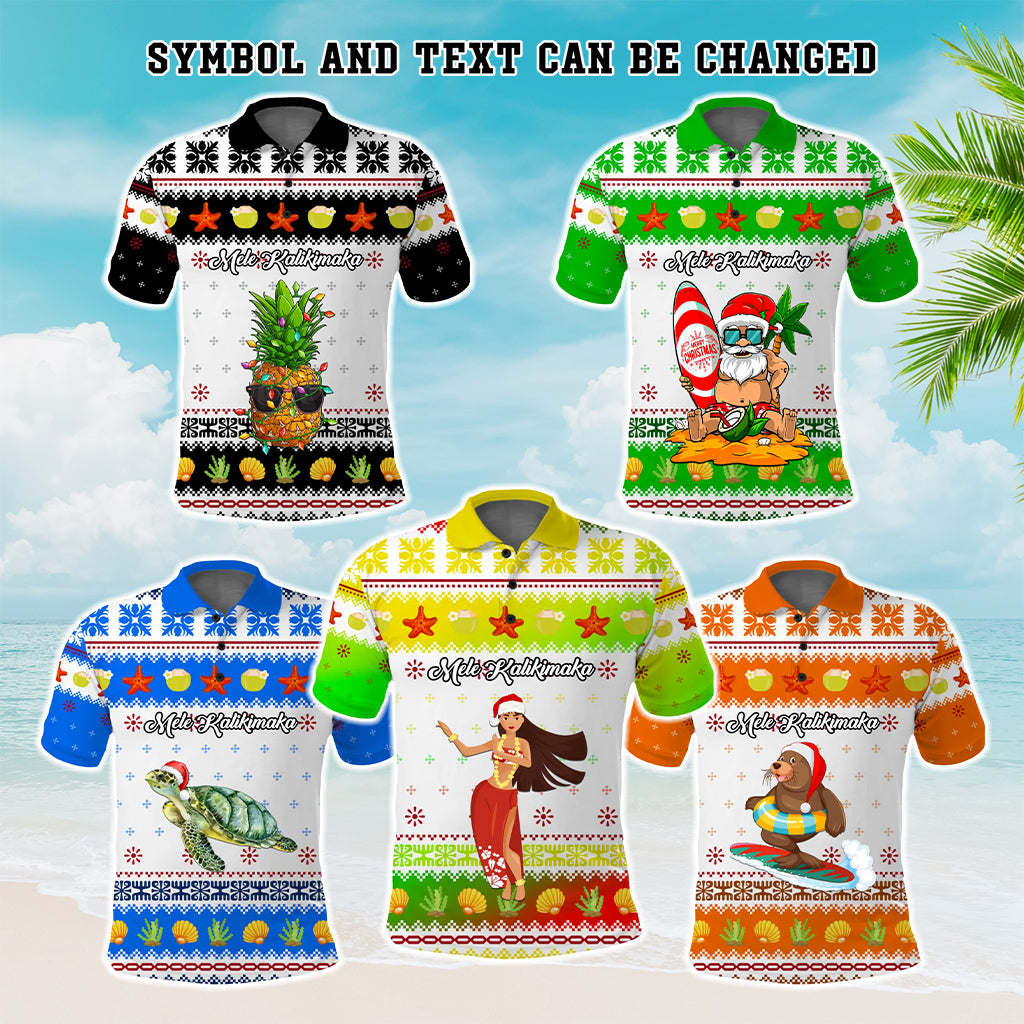 Custom Christmas Hawaii Symbols Polo Shirt Polynesian Tribal Pattern CTM05