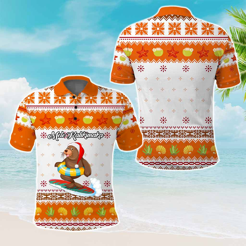 Custom Christmas Hawaii Symbols Polo Shirt Polynesian Tribal Pattern CTM05
