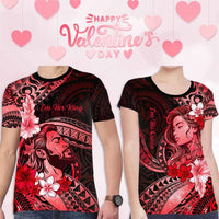 Custom Polynesian Valentine T shirt In Our Kingdom Love Reigns Forever