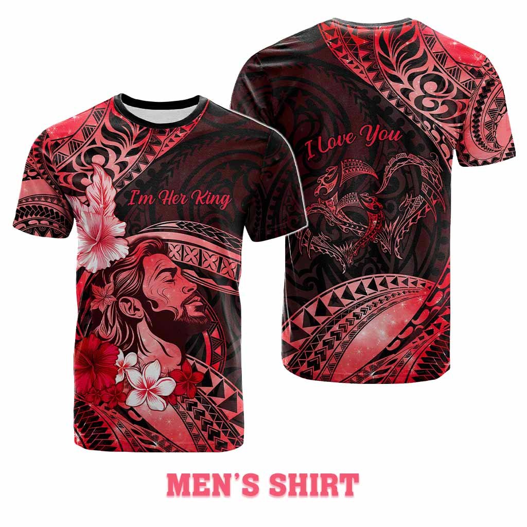 Custom Polynesian Valentine T shirt In Our Kingdom Love Reigns Forever