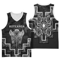 Custom New Zealand Aotearoa Iwi Basketball Jersey Maori Tiki With Poutama Motifs CTM05 - Polynesian Pride