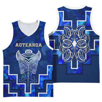 Custom New Zealand Aotearoa Iwi Basketball Jersey Maori Tiki With Poutama Motifs CTM05 - Polynesian Pride