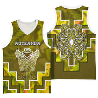 Custom New Zealand Aotearoa Iwi Basketball Jersey Maori Tiki With Poutama Motifs CTM05 - Polynesian Pride