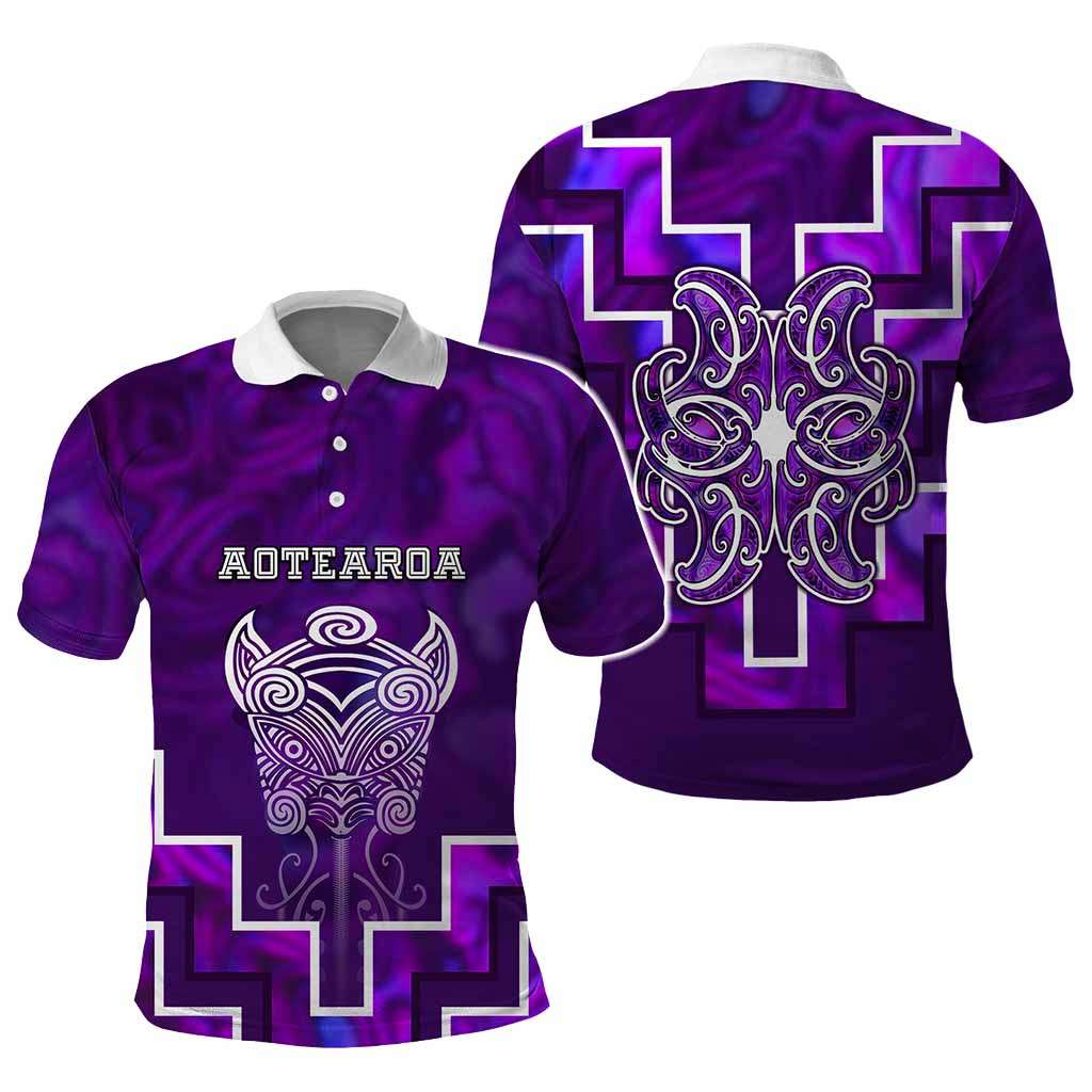 Custom New Zealand Aotearoa Iwi Polo Shirt Maori Tiki With Poutama Motifs CTM05 - Polynesian Pride