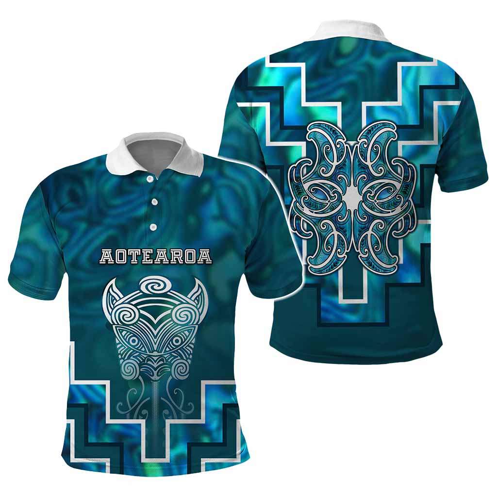 Custom New Zealand Aotearoa Iwi Polo Shirt Maori Tiki With Poutama Motifs CTM05 - Polynesian Pride
