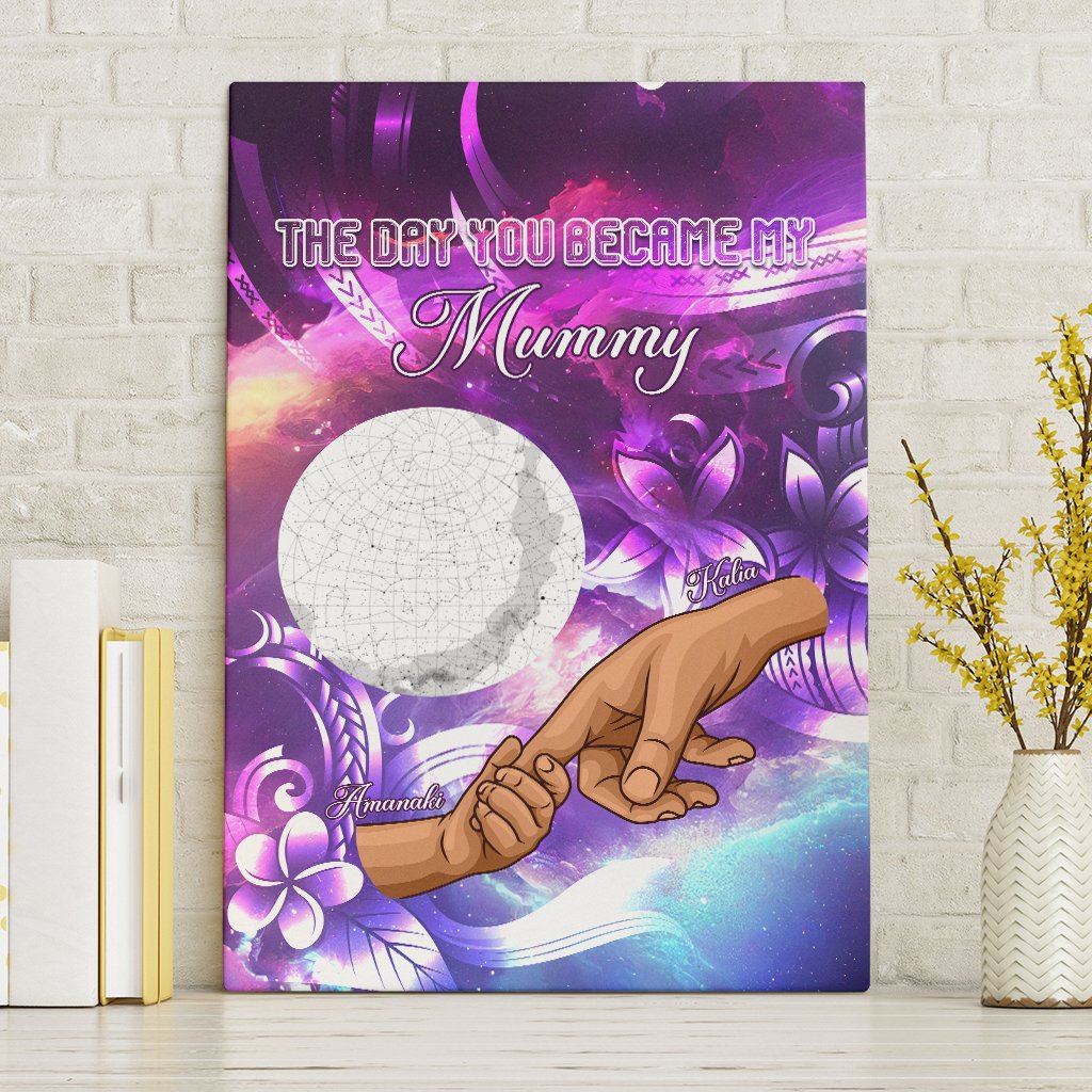 Custom Polynesian Family Star Map Canvas Wall Art The Day You Became My Parent