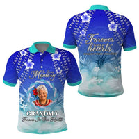 Custom Photo In Loving Memory Memorial Polo Shirt Hawaiian Lei With Plumeria CTM05