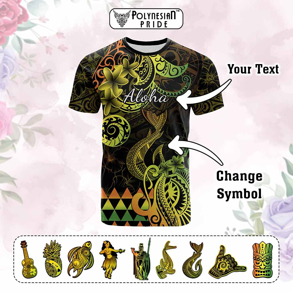 Custom Hawaii Symbols T Shirt Plumeria Kakau Polynesian Tribal