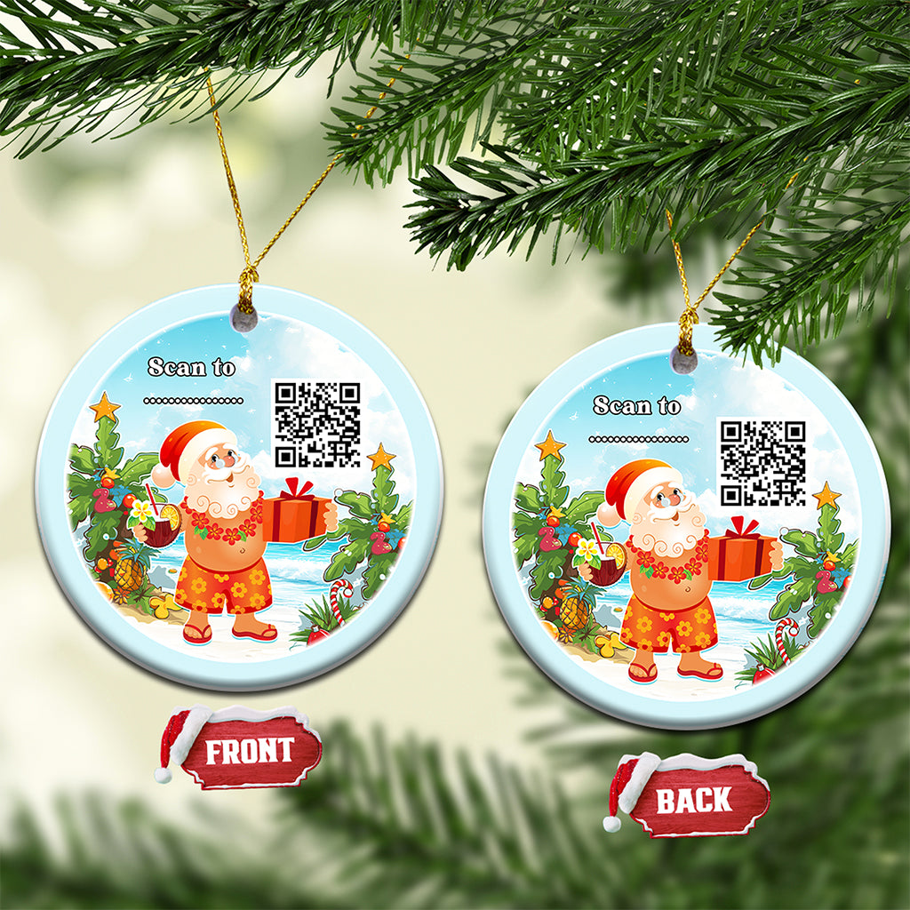 Custom Photo QR Code Polynesia Christmas Ceramic Ornament