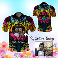 Custom Photo Happy Pansexual Pride Day Polo Shirt Love Is Love Polynesian Style
