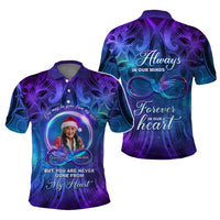 Custom Photo Memorial Polo Shirt You Are Never Gone From My Heart Polynesian Tribal Pattern