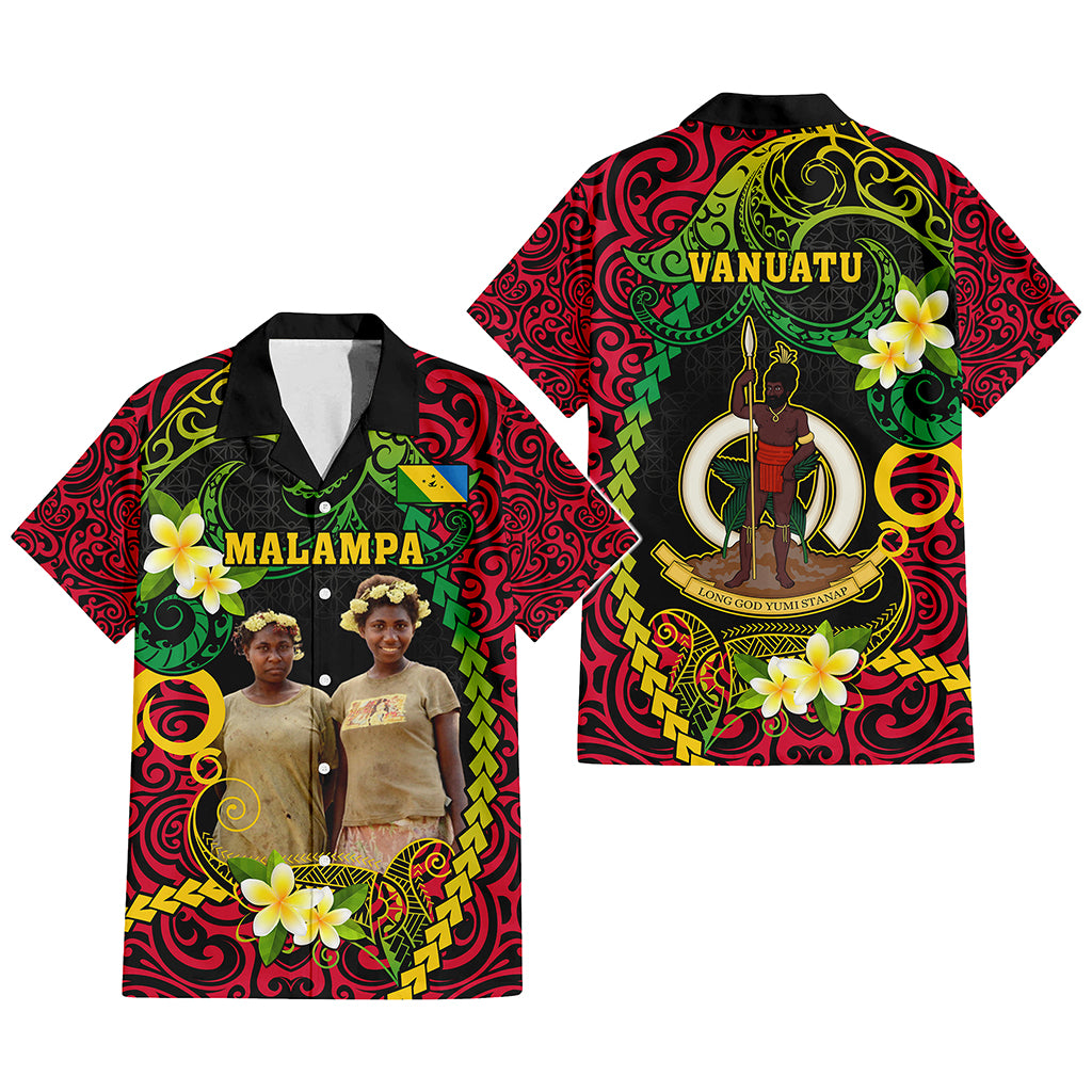 Custom Photo Vanuatu Provinces Hawaiian Shirt Coat Of Arms Plumeria Polynesian Pattern