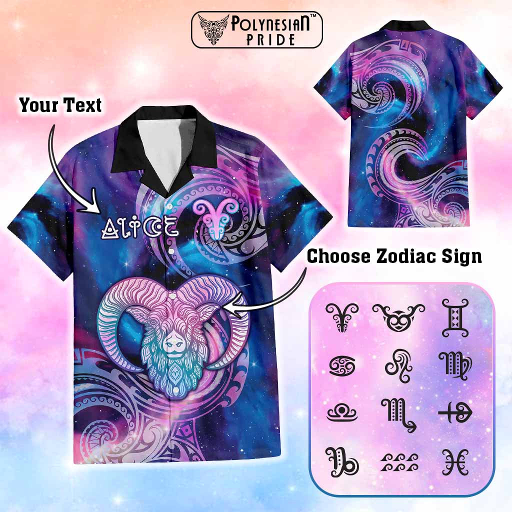Custom Zodiac Signs Hawaiian Shirt With Polynesian Pattern