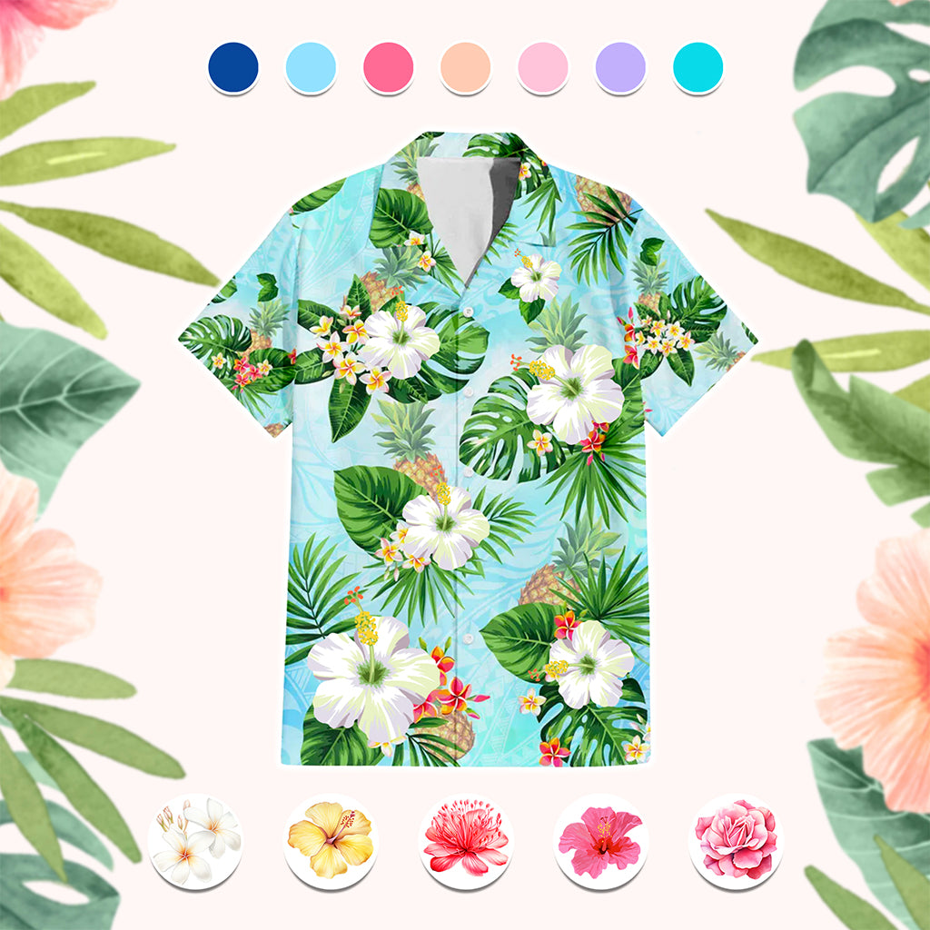 Custom Hawaii Islands Flowers Hawaiian Shirt Polynesian Tribal
