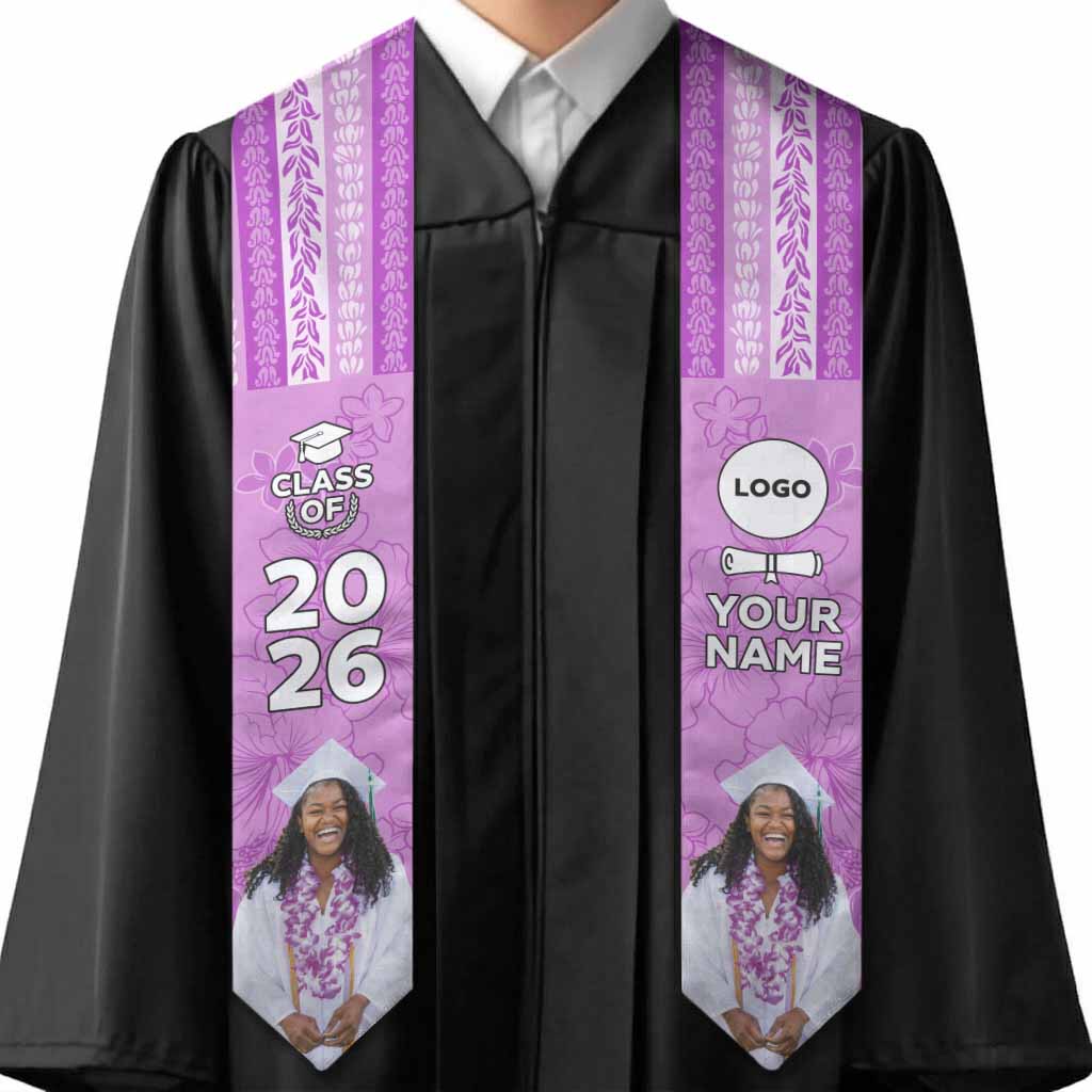 Custom Photo Hawaii Grad Name And Year Graduation Stole With Hawaiian Leis