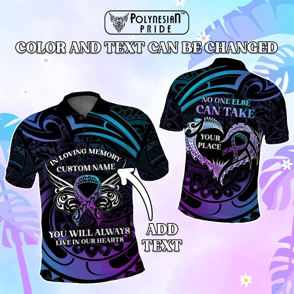 Custom Suicide Prevention Awareness Memorial Polo Shirt In Loving Memory Polynesian Style - Polynesian Pride