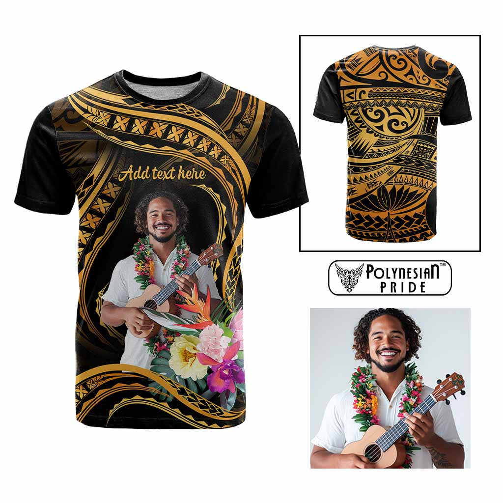 Custom Photo Pacific Tribal Tattoo T shirt with Flowers Bouquet