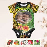 Custom Photo Polynesian Tribal Baby Onesie with Tropical Flower CTM09 Multicolor - Polynesian Pride