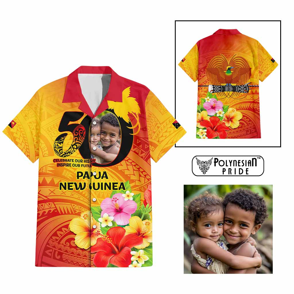Custom Photo Papua New Guinea 50th Years Hawaiian Shirt Hapi De bilong Indipendens Papua Niugini