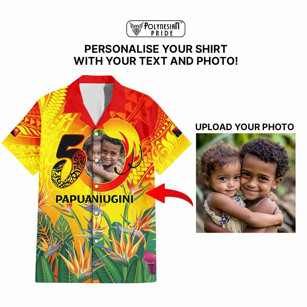 Custom Photo Papua Niugini Hapi 50th Indipendens Hawaiian Shirt Year of PNG 1975-2025