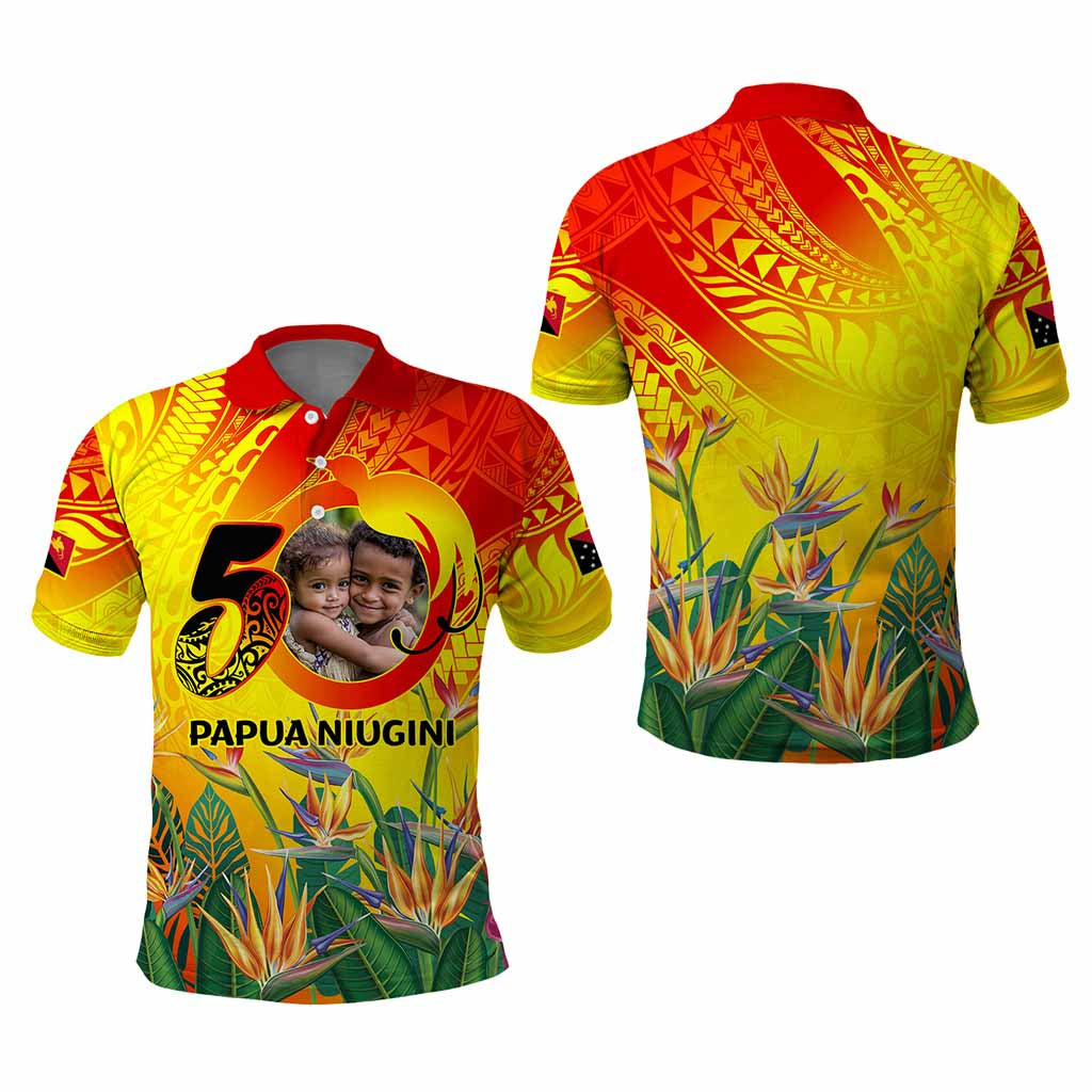 Custom Photo Papua Niugini Hapi 50th Indipendens Polo Shirt Year of PNG 1975-2025