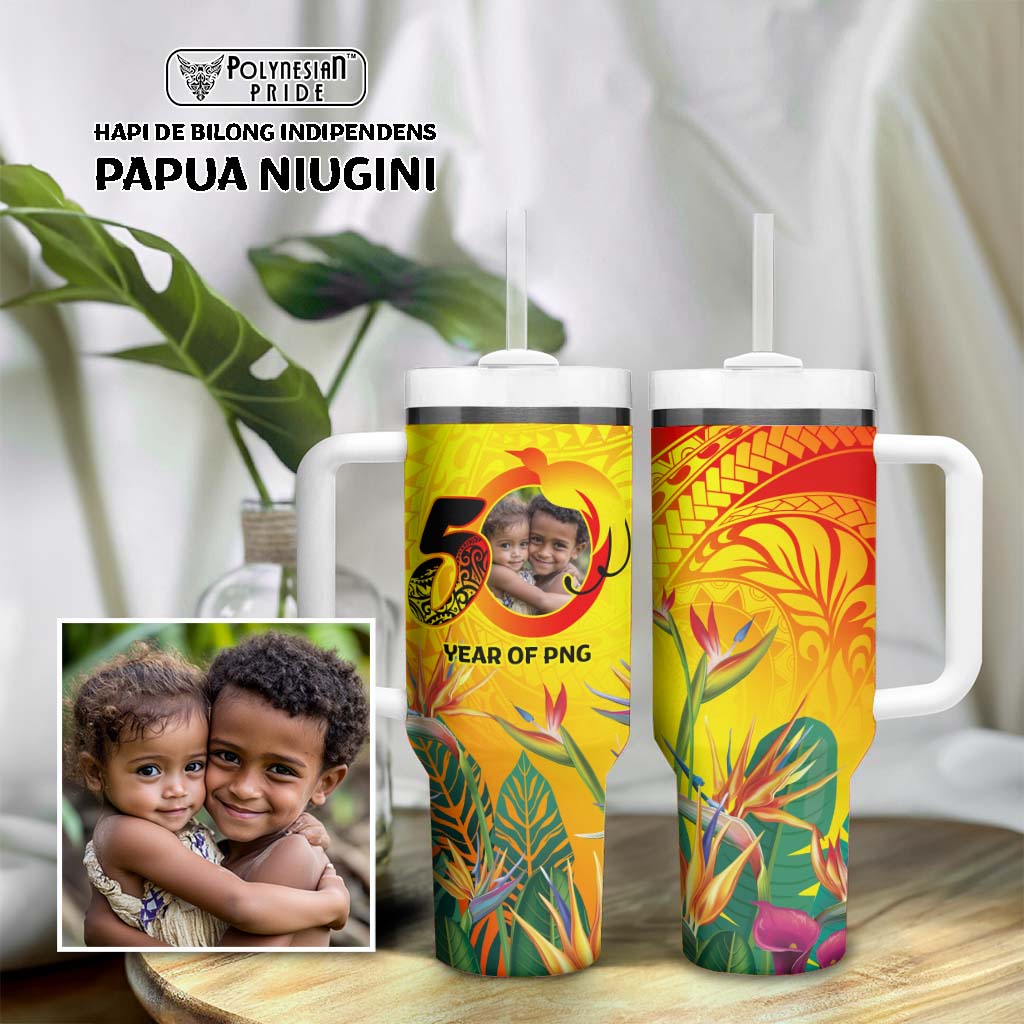 Custom Photo Papua Niugini Hapi 50th Indipendens Tumbler With Handle Year of PNG 1975-2025