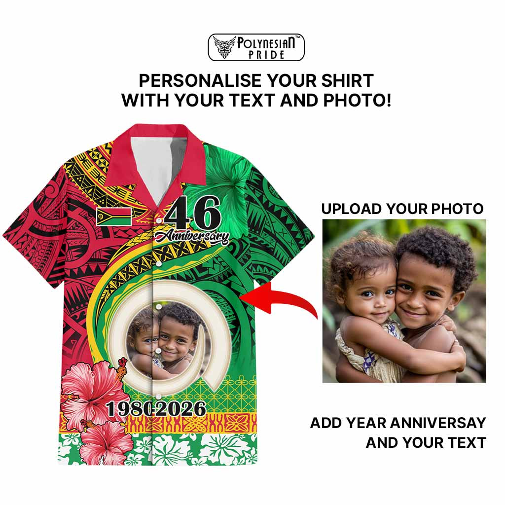 Custom Photo Vanuatu Year Anniversary Hawaiian Shirt Yumi Indipendens Dei