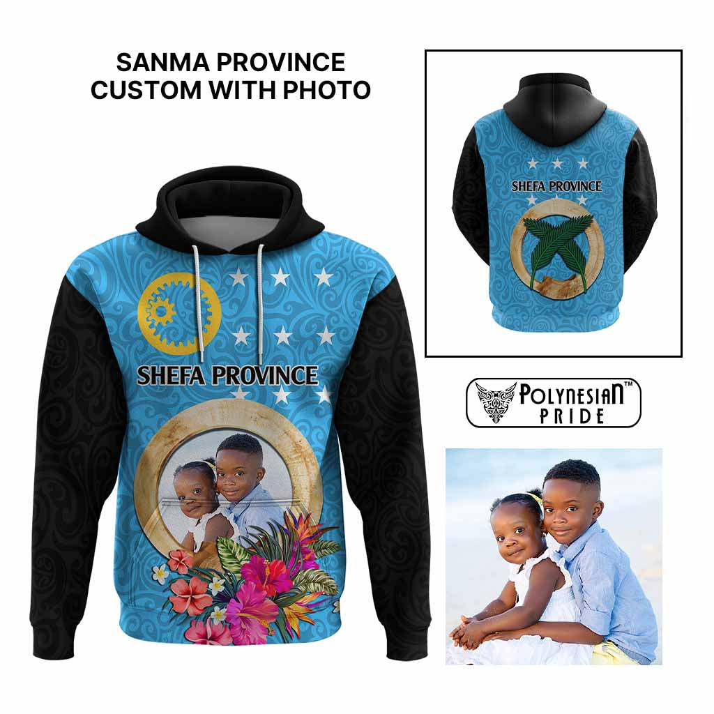 Sanma Province Custom Hoodie With Photo Vanuatuan Boar's Tusk Flag Multicolored