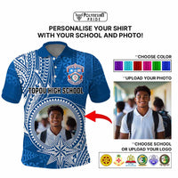 Custom Photo Tonga Back To School Polo Shirt Polynesian Ngatu Tribal