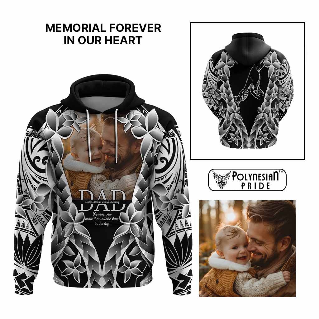 Custom Upload Photo Happy Father's Day - Best Dad Ever Hoodie Polynesian Plumeria Tribal Art