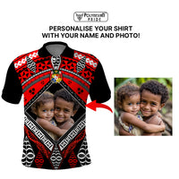Custom Photo Tonga Polo Shirt Polynesian Pattern Mixed Ngatu Kupesi