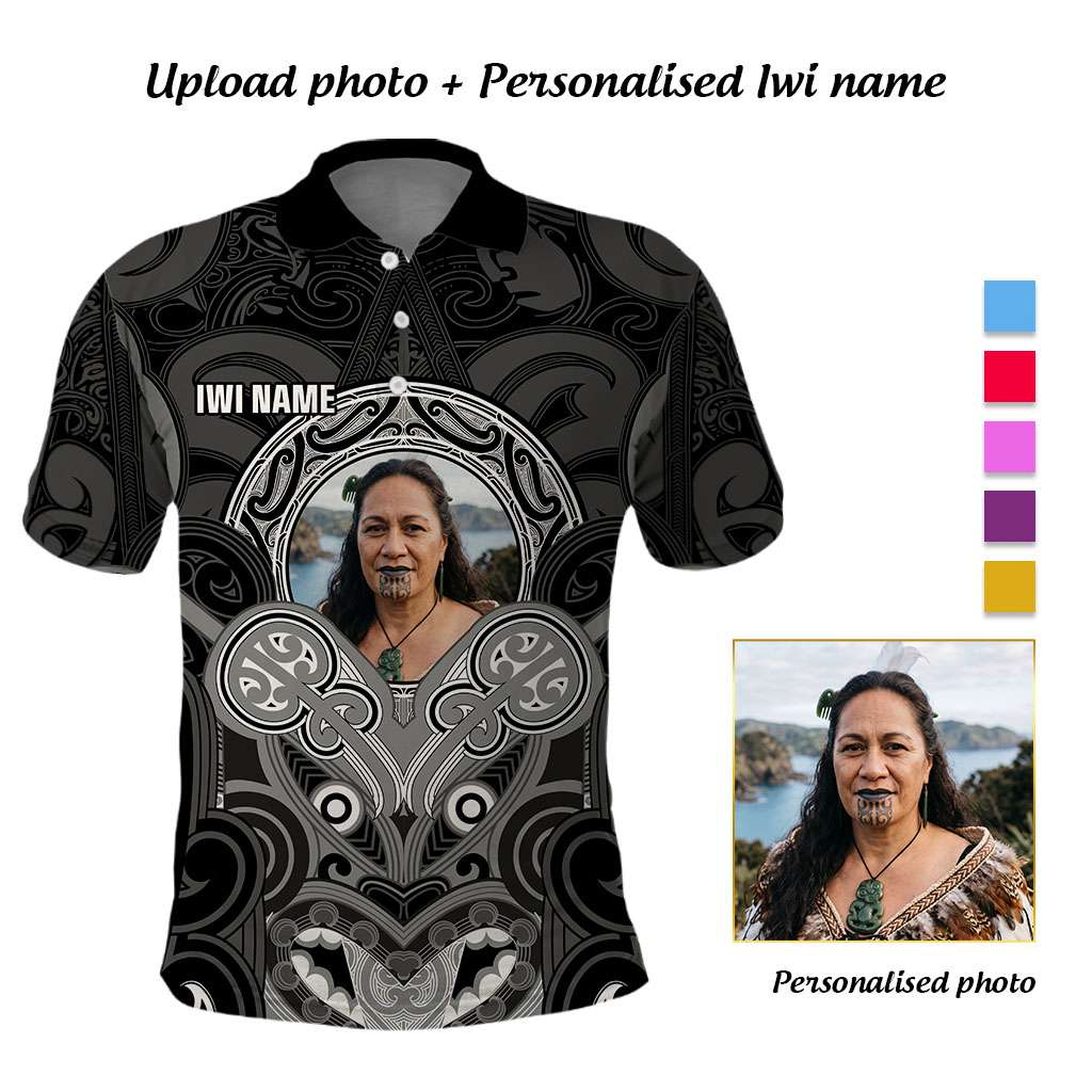 Personalised Aotearoa Iwi Photo Name Polo Shirt Maori Tribal Ethnic Inspired Tradition