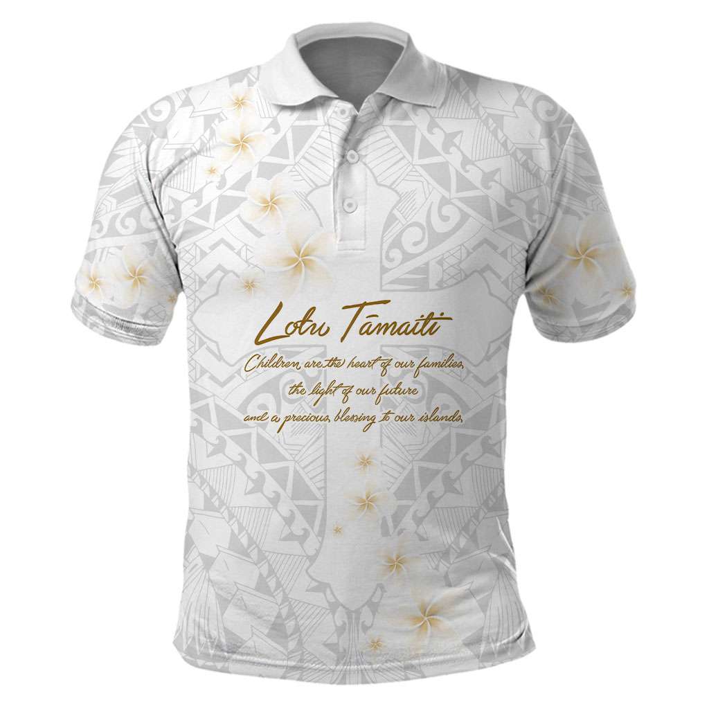 Christian Cross Floral Personalized Text Polo Shirt Polynesian Plumeria Tribal Motif