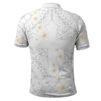 Christian Cross Floral Personalized Text Polo Shirt Polynesian Plumeria Tribal Motif