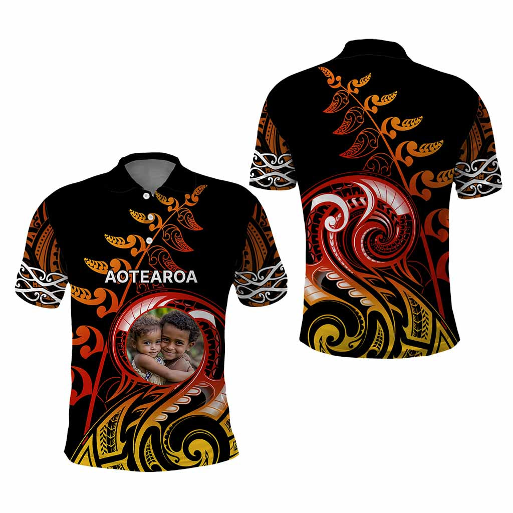 Custom New Zealand Polo Shirt Aotearoa Symbols with Maori Fern Reggae Arty Color