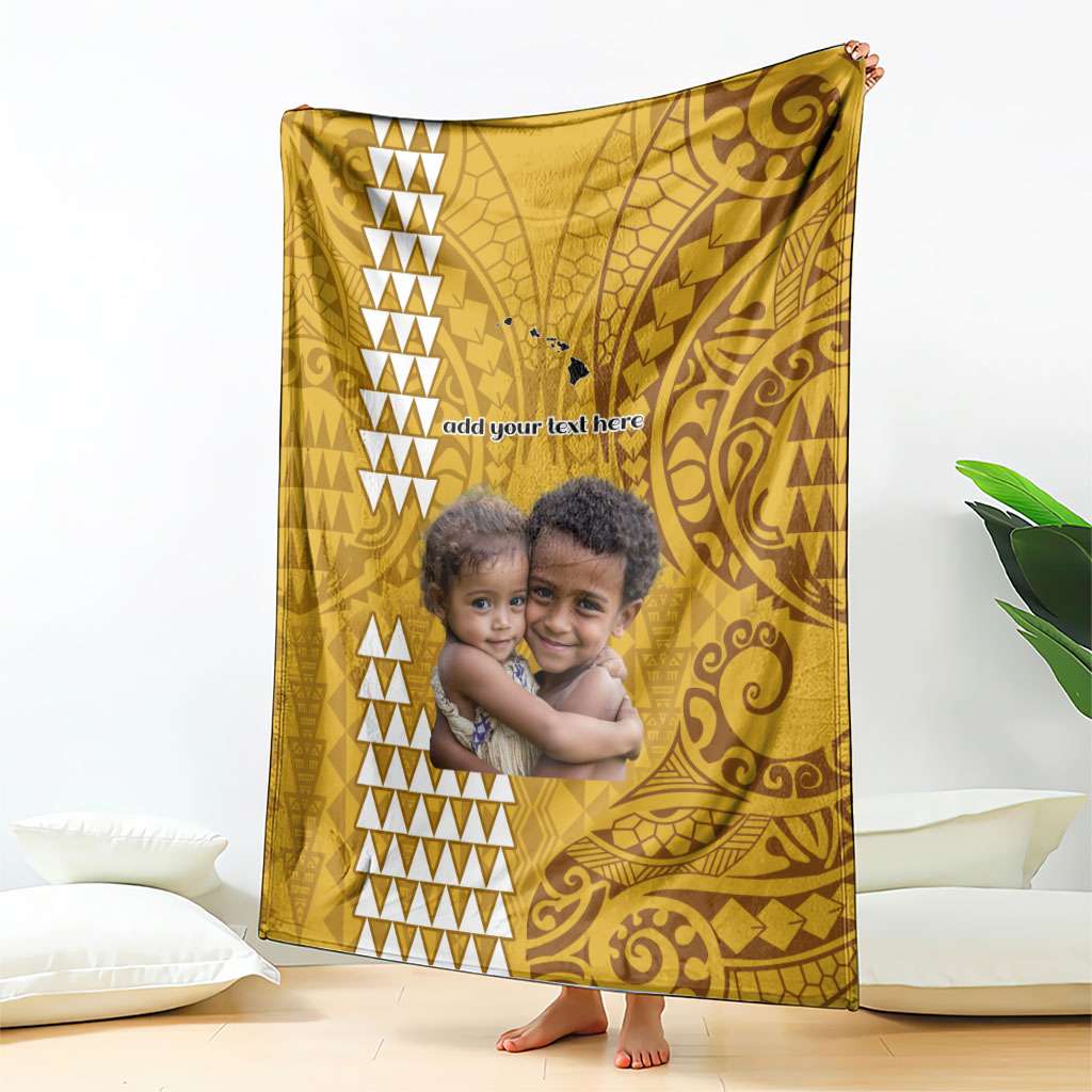 Custom Photo Hawaii Blanket Kakau Mixed Polynesian Tribal