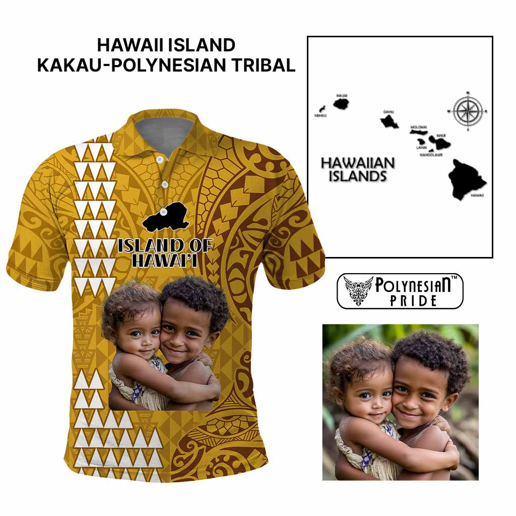Custom Island of Hawaii Polo Shirt Kakau Mixed Polynesian Tribal